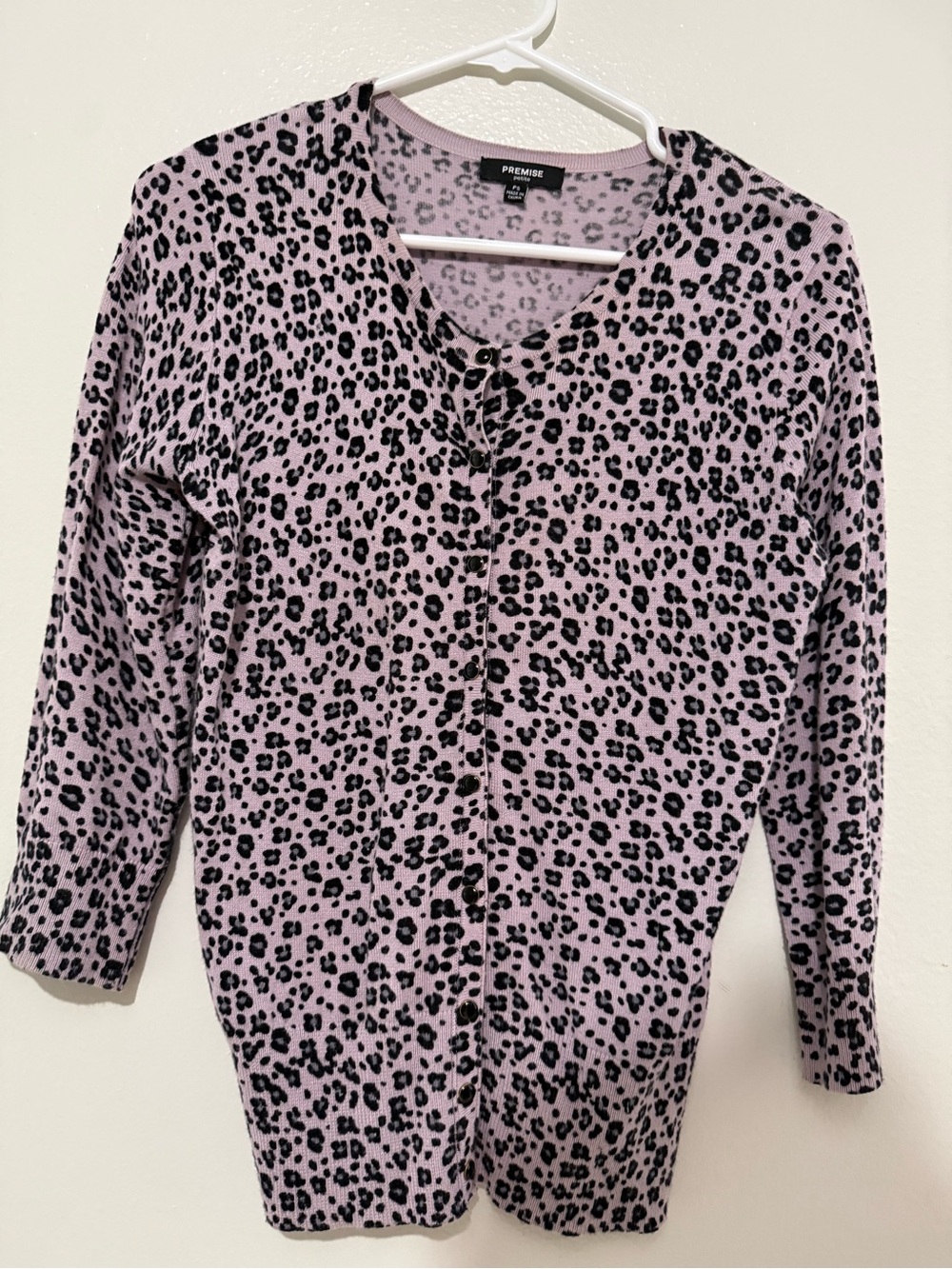 Premise Lilac Leopard Button-Up Cardigan